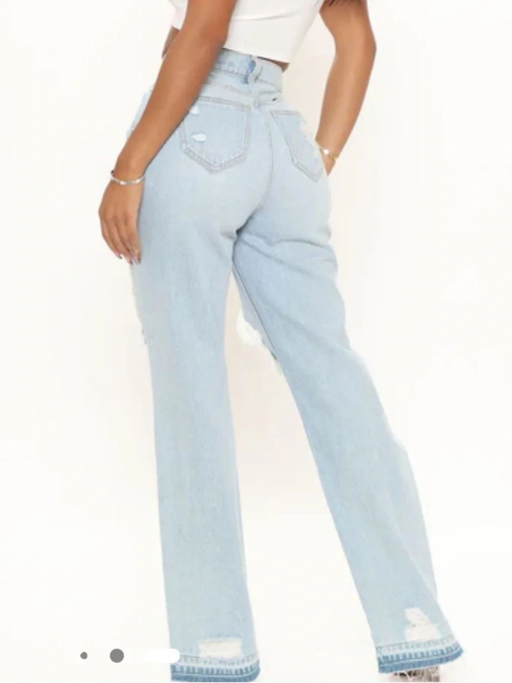 Amsterdam Ripped Straight Leg Jeans - Light Blue Wash - Picture 4 of 7